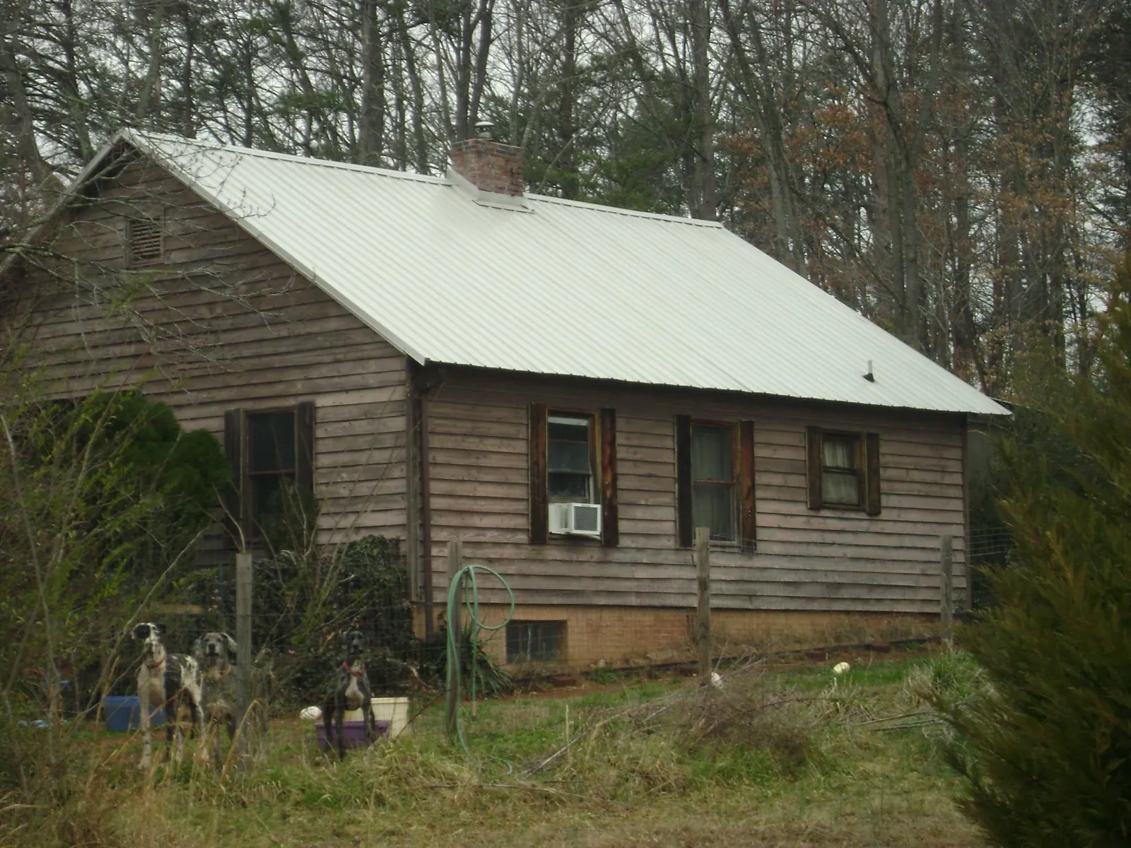 White metal roof on an old wood sided farmhouse, from a Metal Roof Installation job in Bradenton Beach